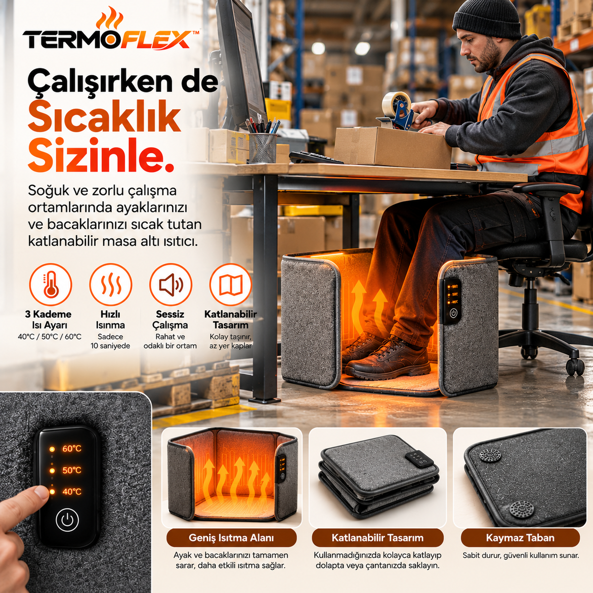 TERMOFLEX depo çalışanı kullanım görseli